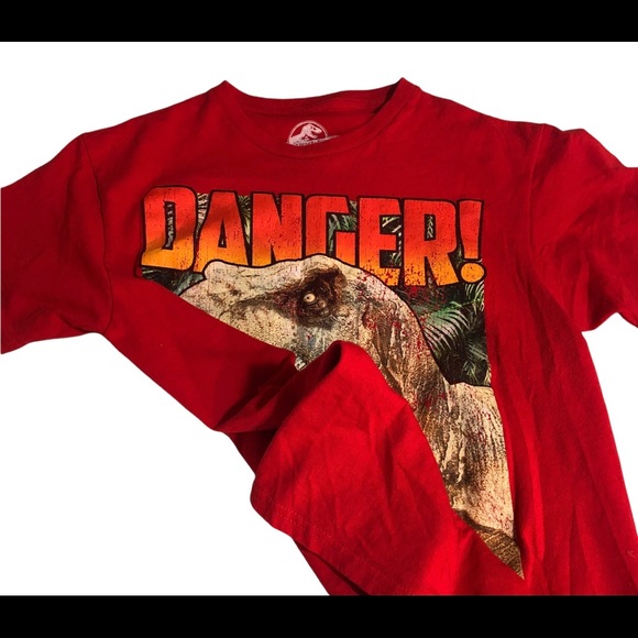 Dinosaur red graphic T- shirt “danger” Size S - Picture 4 of 9